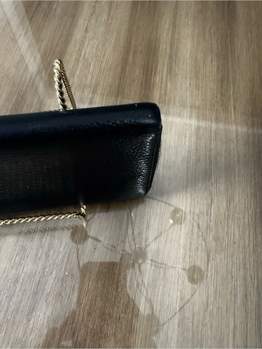 Dolce & Gabbana Black Pebbled Leather Wallet with Gold Chain Detail - Picture 8 of 8
